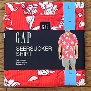 NWT GAP Floral Seersucker Cotton Shirt L
